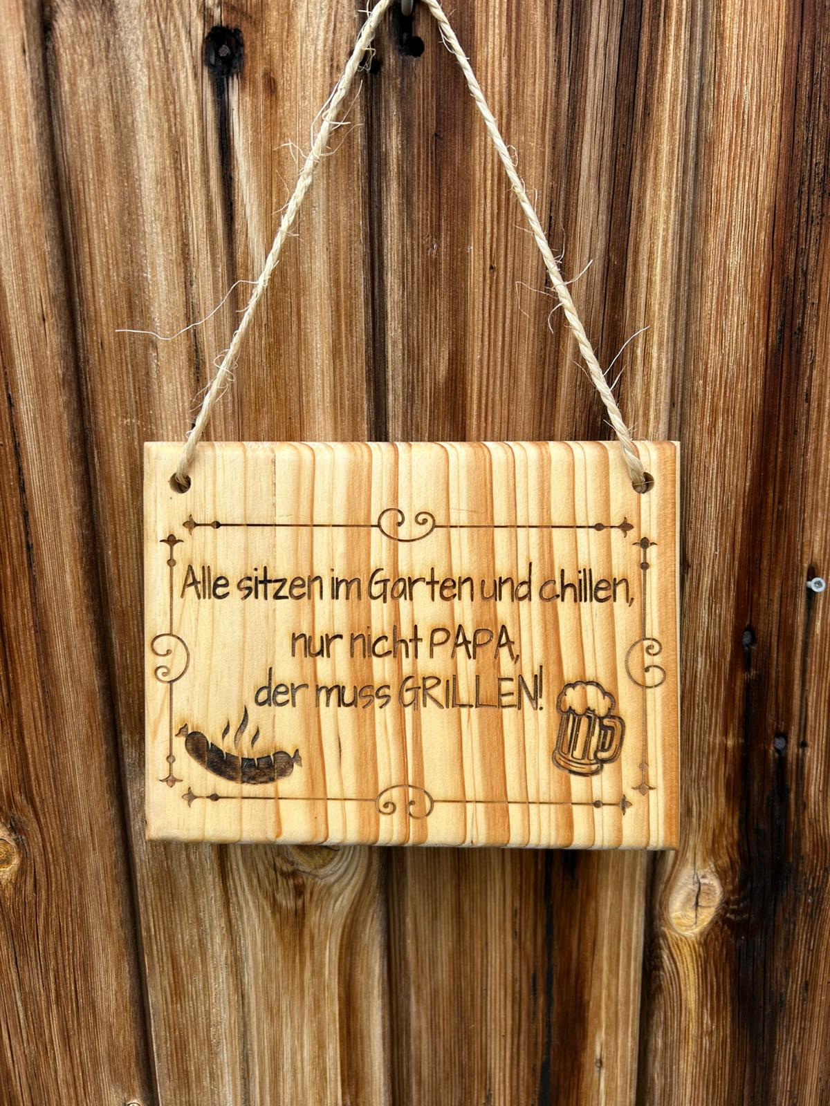 Handgefertigtes Holzschild mit Spruch & Lasergravur – Geöltes Leimholz – Individuelle Gartendeko- und Geschenkidee