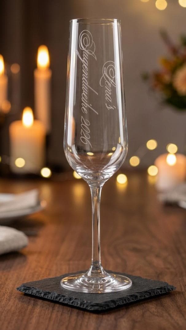 Personalisierte Gläser mit Gravur | Sektglas Jugendweihe, Weinglas Stimmungsbarometer o. Wunschtext-Geschenk | Hochwertiges Kristallglas
