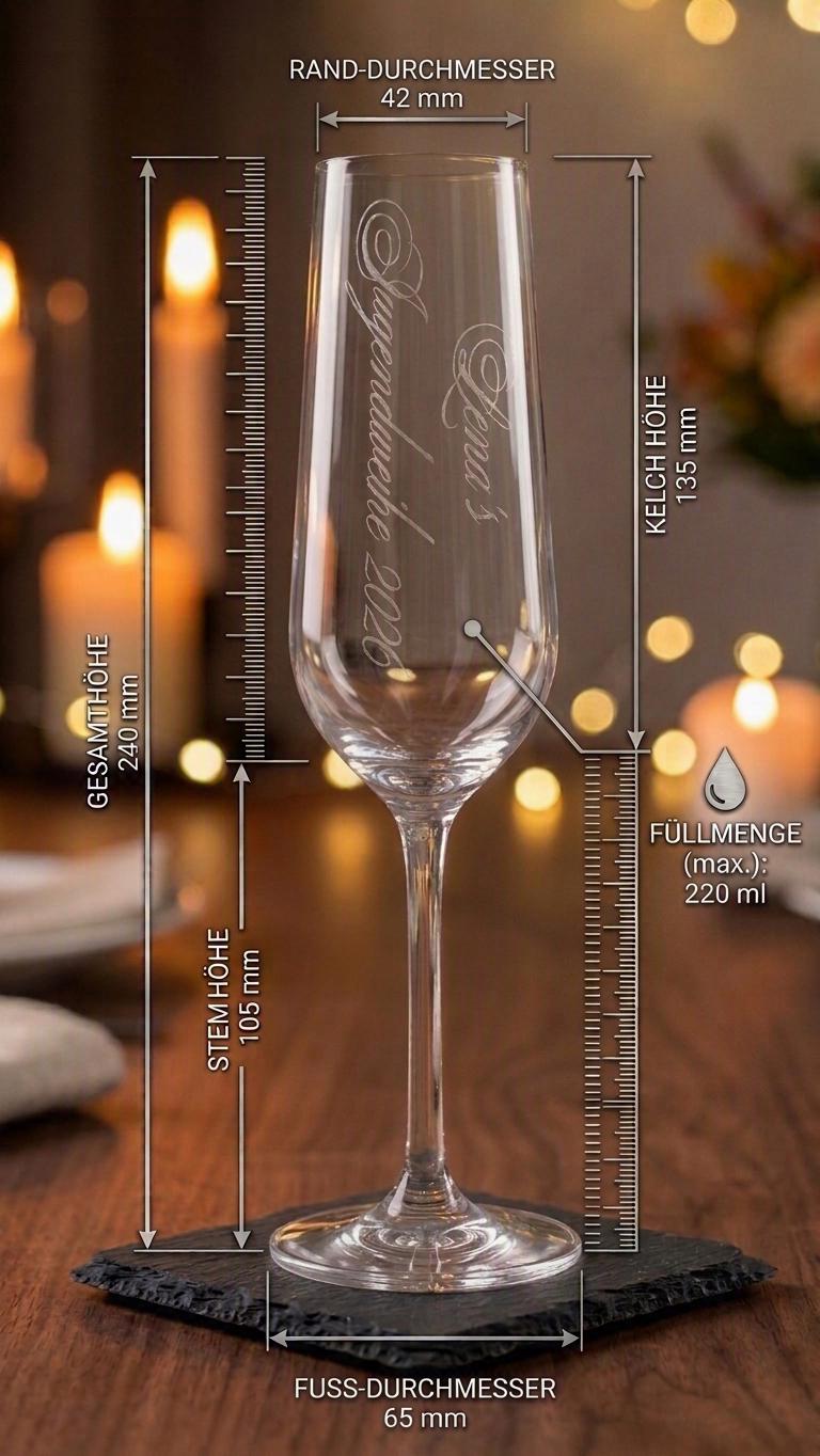Personalisierte Gläser mit Gravur | Sektglas Jugendweihe, Weinglas Stimmungsbarometer o. Wunschtext-Geschenk | Hochwertiges Kristallglas