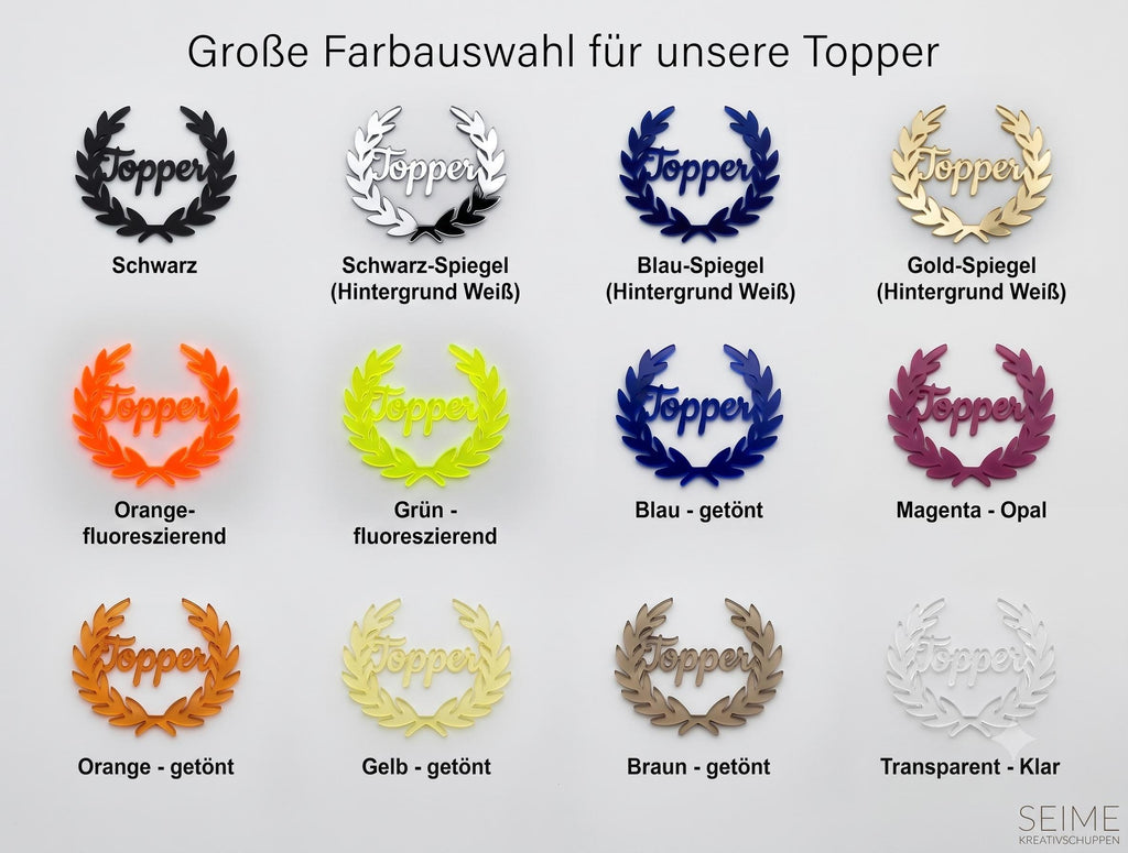 Personalisierter Torten-Topper aus Acrylglas | Mehrere Motive zur Auswahl (ca. 20 cm) – Cake Topper Geburtstag, Hochzeit, Abschluss