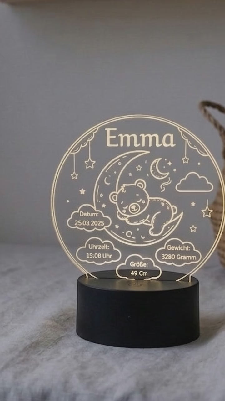 Video zum personalisierten LED-Nachtlicht für Baby und Kind