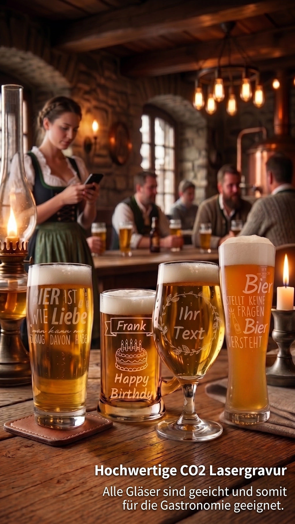 Seime-Kreativschuppen personalisierte Biergläser mit individueller Lasergravur in einer gemütlichen Brauhaus-Atmosphäre